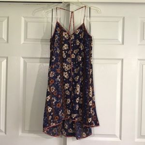 buttons Printed Halter Hi Low Dress M